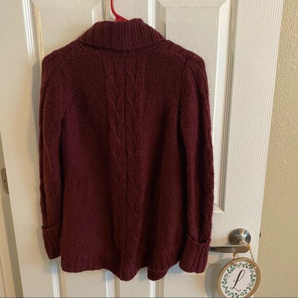 Sonoma Chunky Knit Open Front Sweater Women's Size Small Cardigan Wine Red - Picture 2 of 6